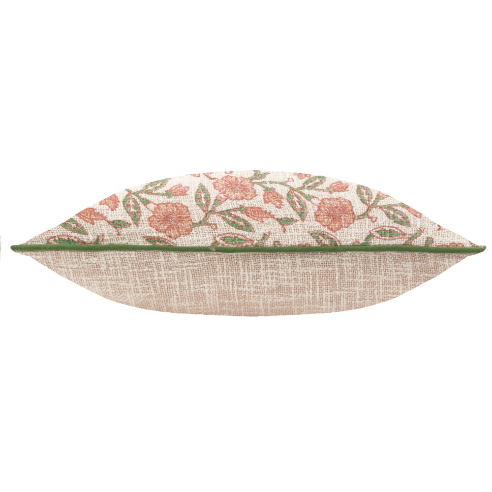 Delphine Floral Piped Cushion Coral