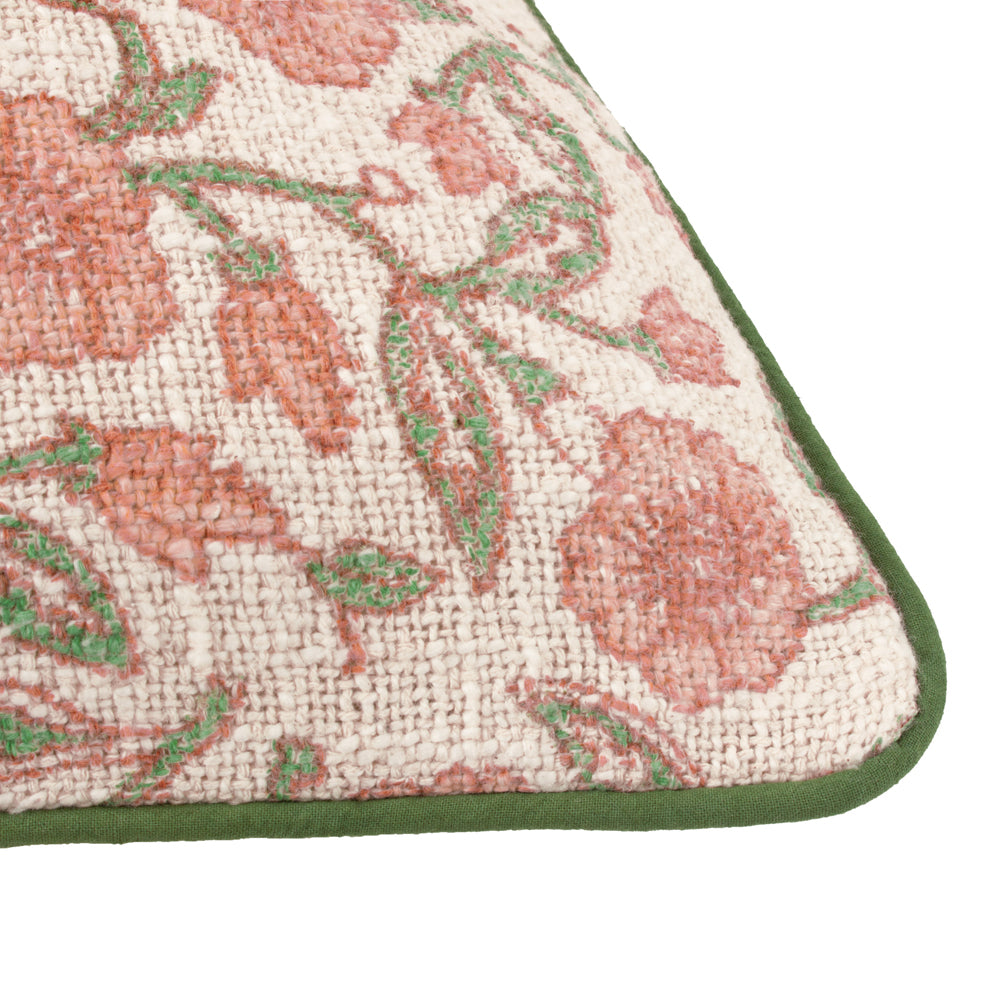 Delphine Floral Piped Cushion Coral