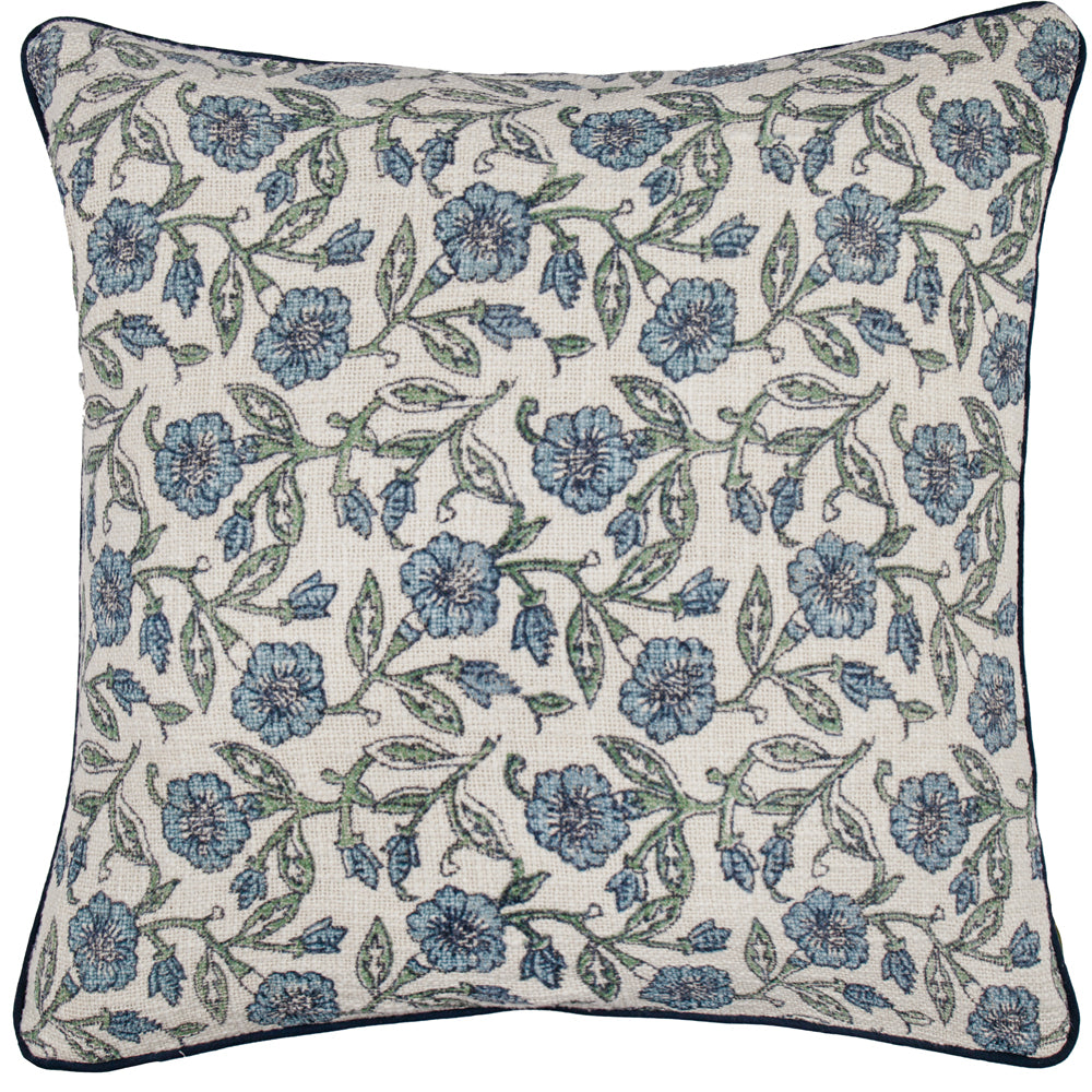 Delphine Floral Piped Cushion Delph Blue