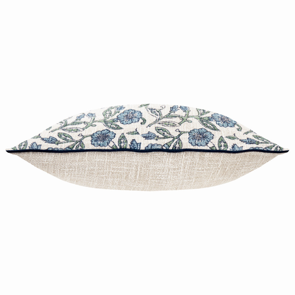 Delphine Floral Piped Cushion Delph Blue
