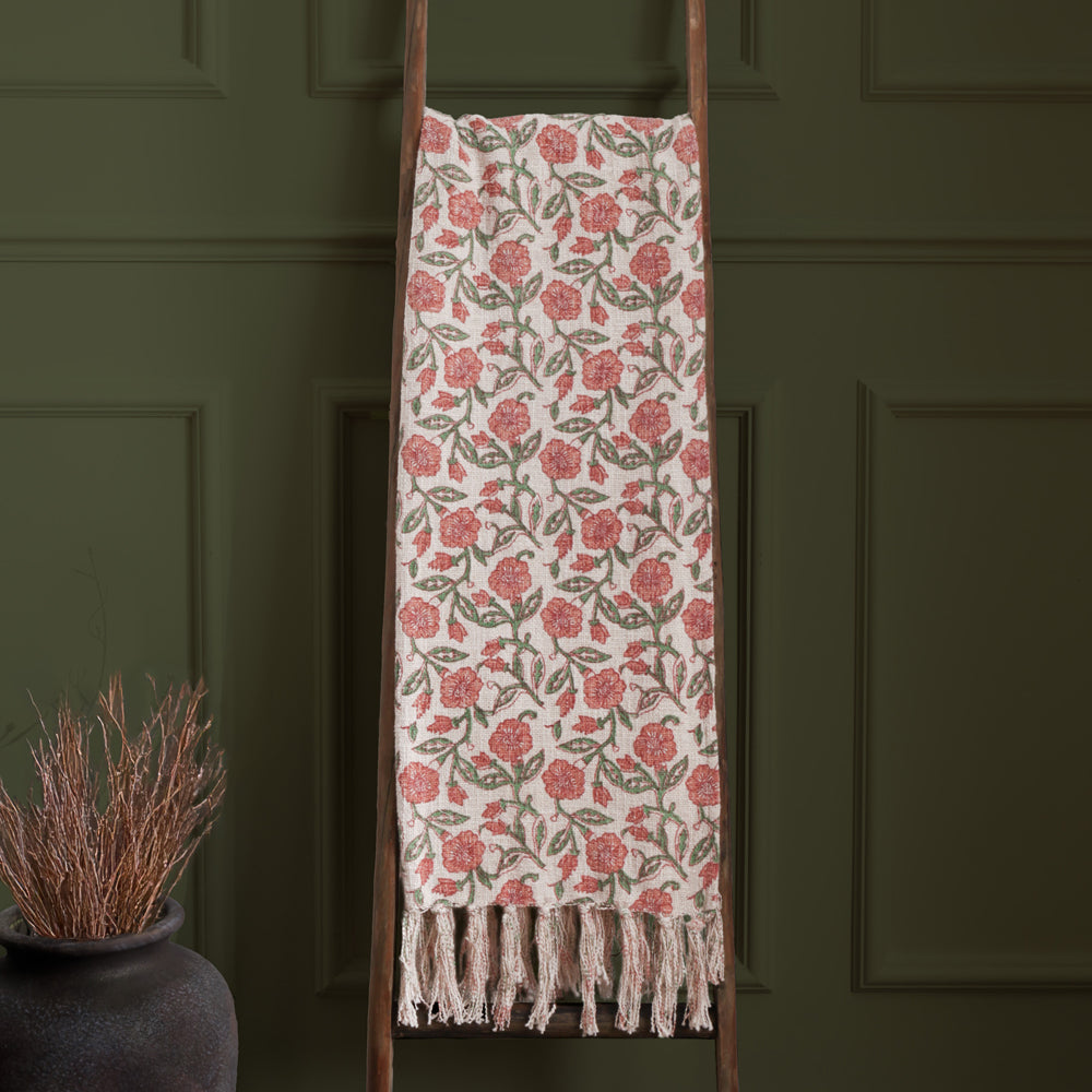 Delphine Printed Cotton Throw Coral