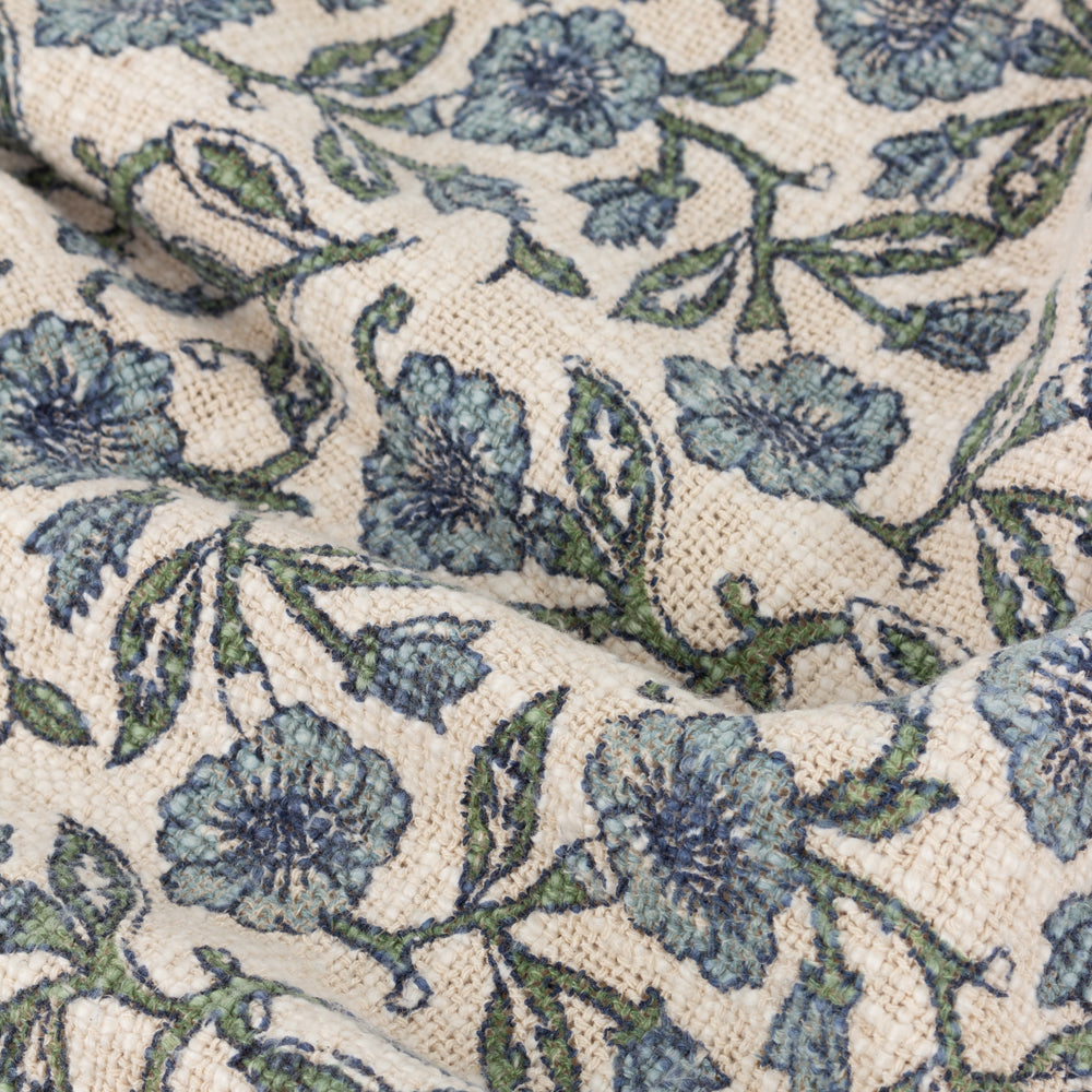 Delphine Printed Cotton Throw Delph Blue
