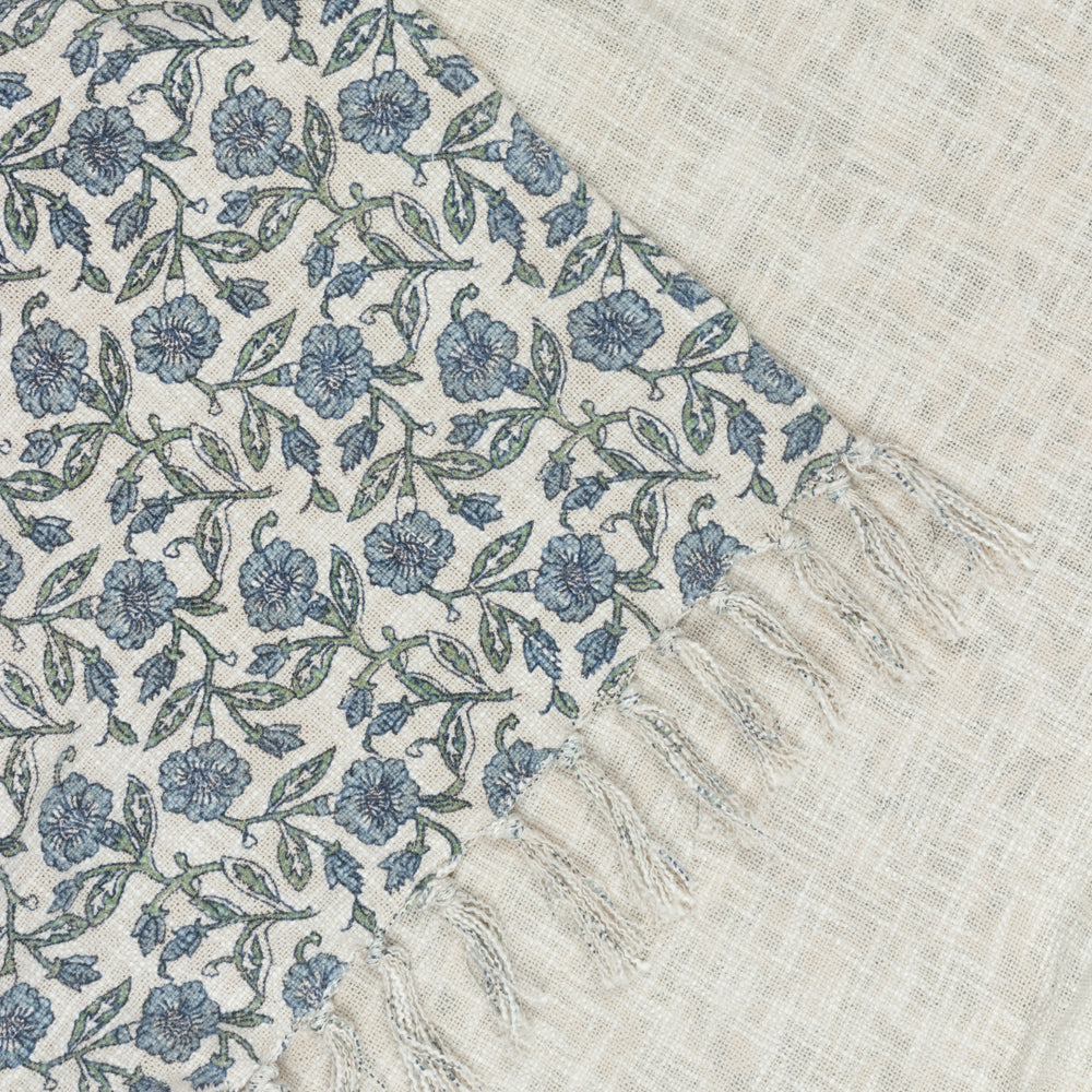 Delphine Printed Cotton Throw Delph Blue