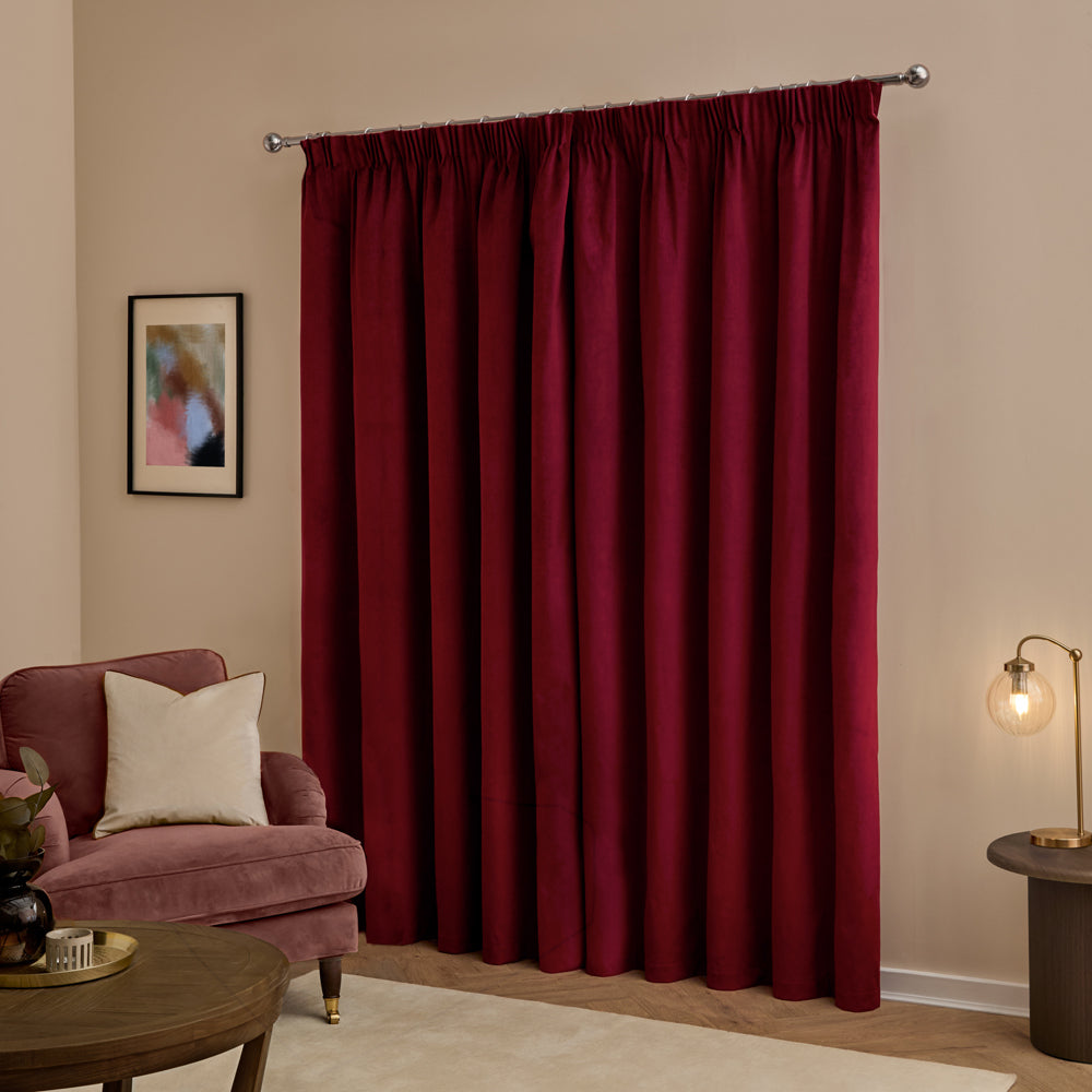 The Ultimate Velvet Blackout Pencil Pleat Curtains Burgundy