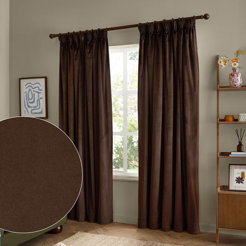 The Ultimate Velvet Blackout Pencil Pleat Curtains Chocolate