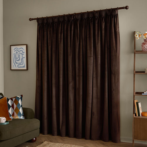 The Ultimate Velvet Blackout Pencil Pleat Curtains Chocolate