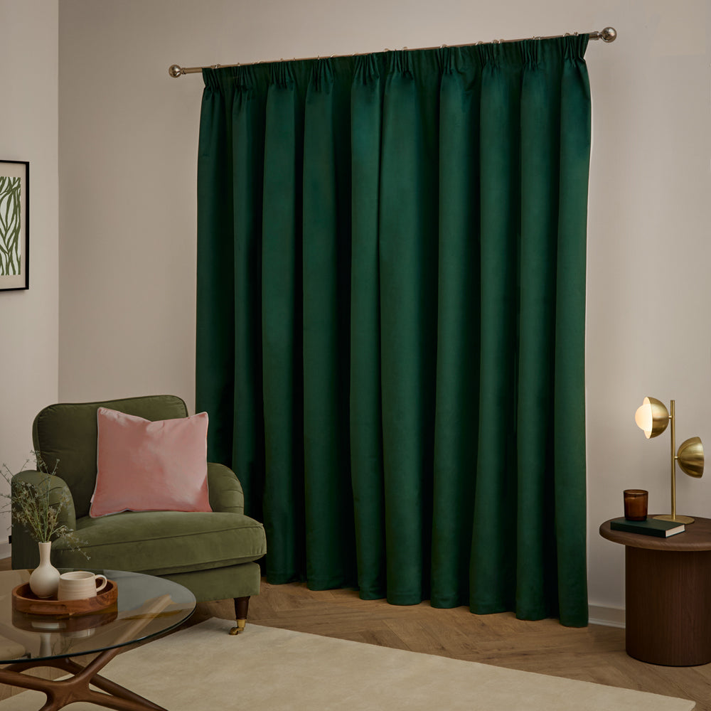 The Ultimate Velvet Blackout Pencil Pleat Curtains Emerald