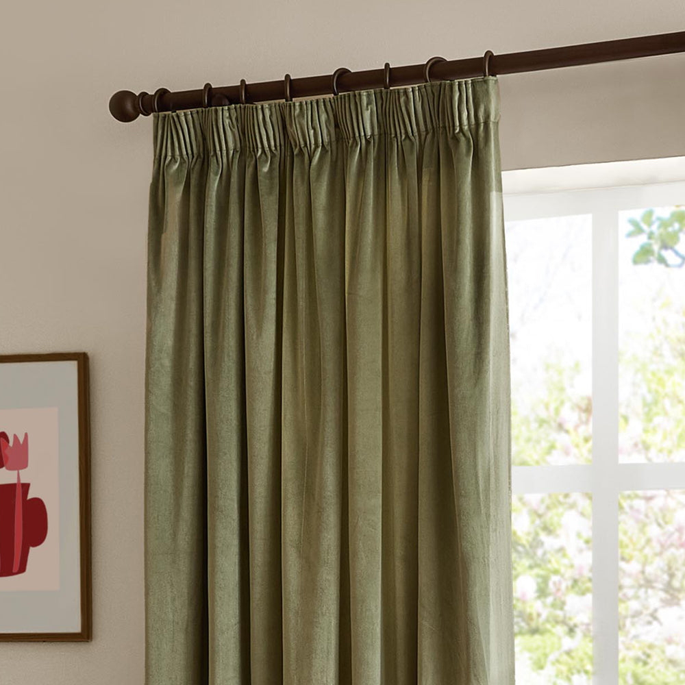 The Ultimate Velvet Blackout Pencil Pleat Curtains Green