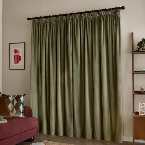 The Ultimate Velvet Blackout Pencil Pleat Curtains Green