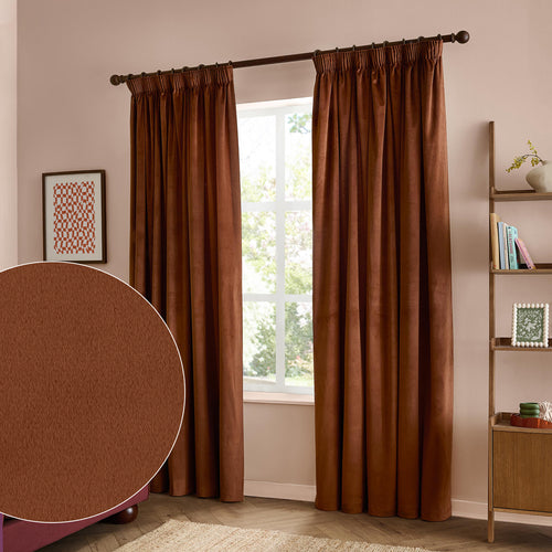 The Ultimate Velvet Blackout Pencil Pleat Curtains Chestnut