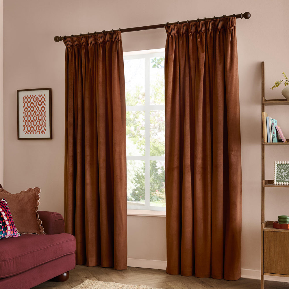 The Ultimate Velvet Blackout Pencil Pleat Curtains Chestnut