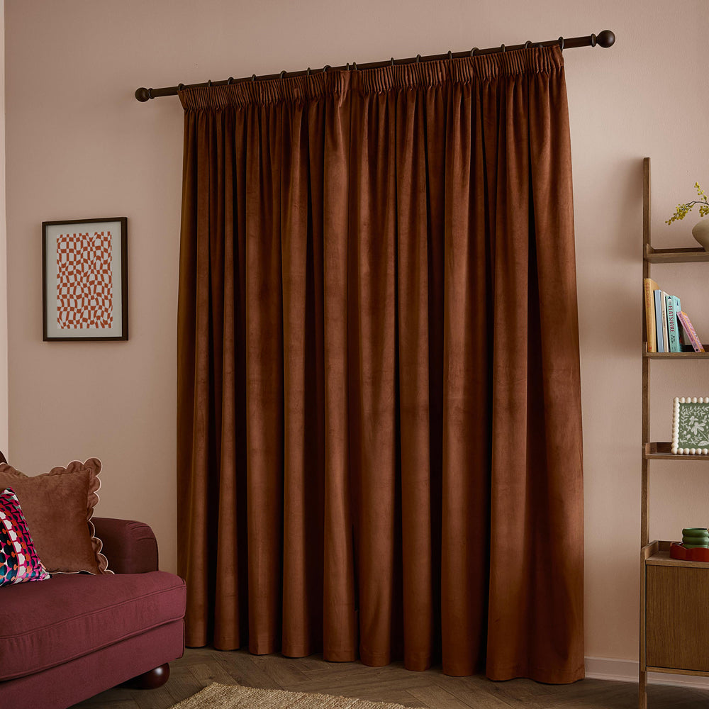 The Ultimate Velvet Blackout Pencil Pleat Curtains Chestnut