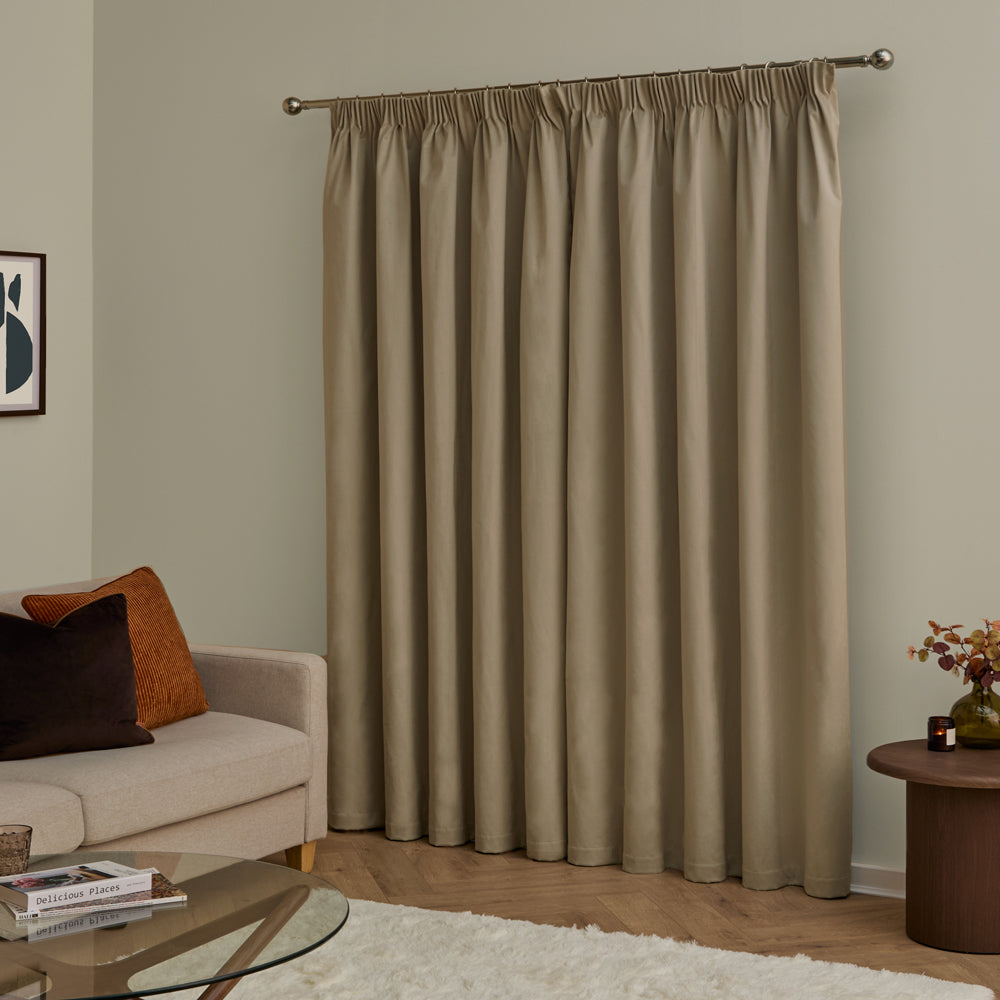 The Ultimate Velvet Blackout Pencil Pleat Curtains Mocha