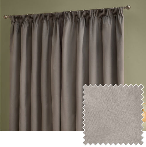 Plain Grey Curtains - The Ultimate Velvet Blackout Pencil Pleat Curtains Silver Furn