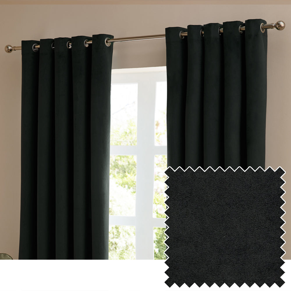 The Ultimate Velvet Blackout Eyelet Curtains Black