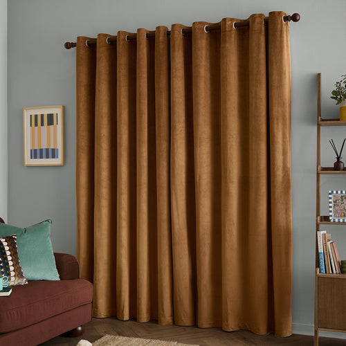 The Ultimate Velvet Blackout Eyelet Curtains Caramel