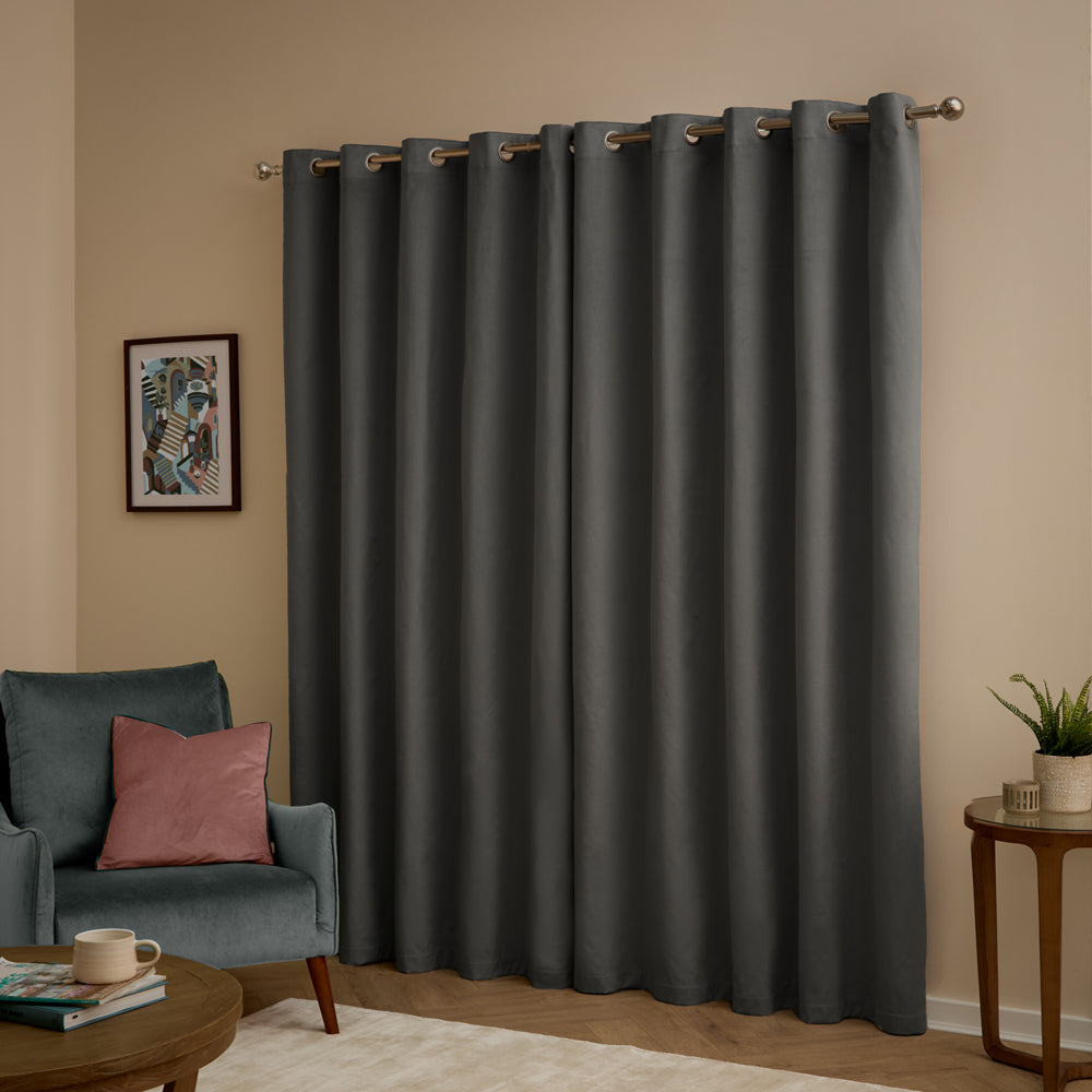 The Ultimate Velvet Blackout Eyelet Curtains Charcoal