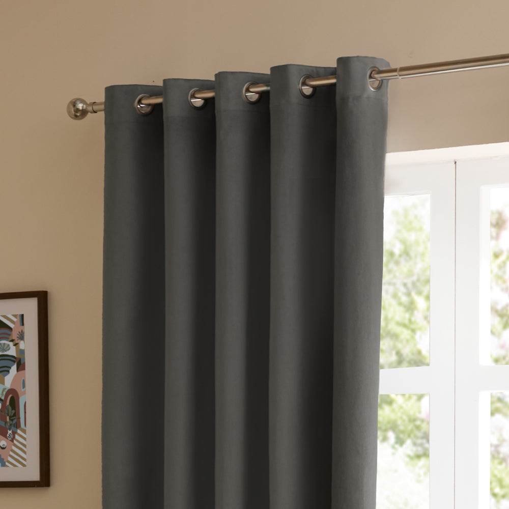 The Ultimate Velvet Blackout Eyelet Curtains Charcoal