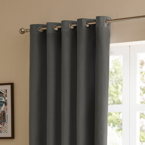The Ultimate Velvet Blackout Eyelet Curtains Charcoal