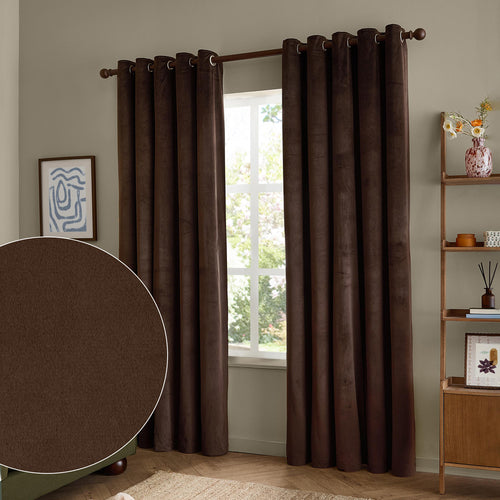 The Ultimate Velvet Blackout Eyelet Curtains Chocolate