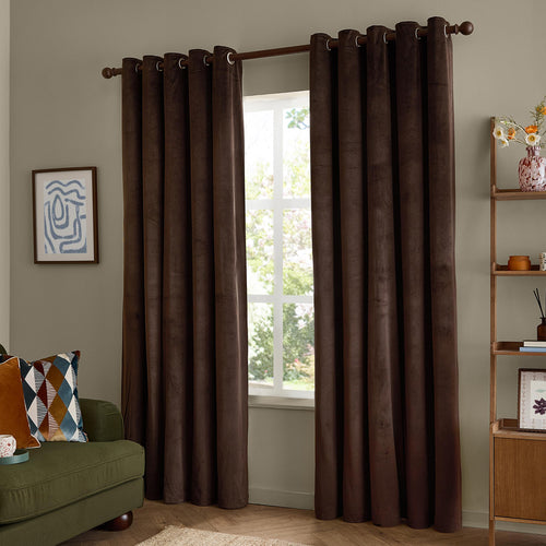 The Ultimate Velvet Blackout Eyelet Curtains Chocolate
