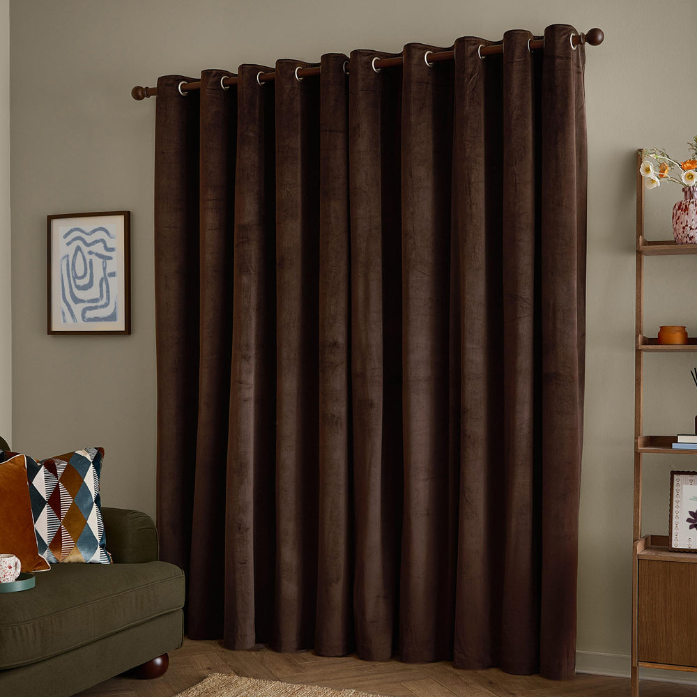 The Ultimate Velvet Blackout Eyelet Curtains Chocolate