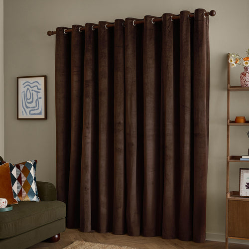 The Ultimate Velvet Blackout Eyelet Curtains Chocolate