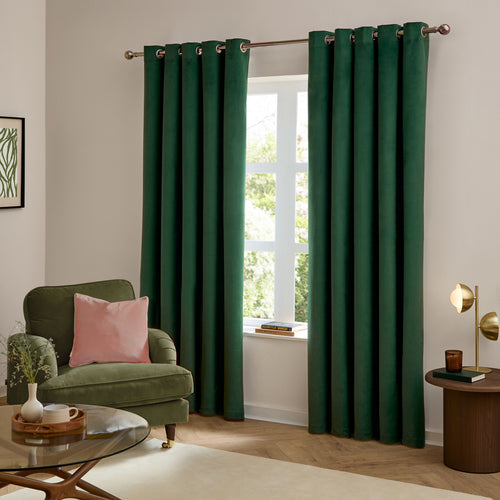 The Ultimate Velvet Blackout Eyelet Curtains Emerald