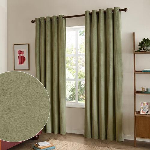 The Ultimate Velvet Blackout Eyelet Curtains Green