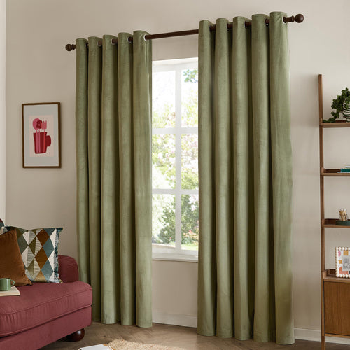 The Ultimate Velvet Blackout Eyelet Curtains Green