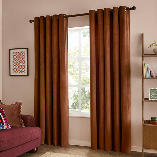 The Ultimate Velvet Blackout Eyelet Curtains Chestnut