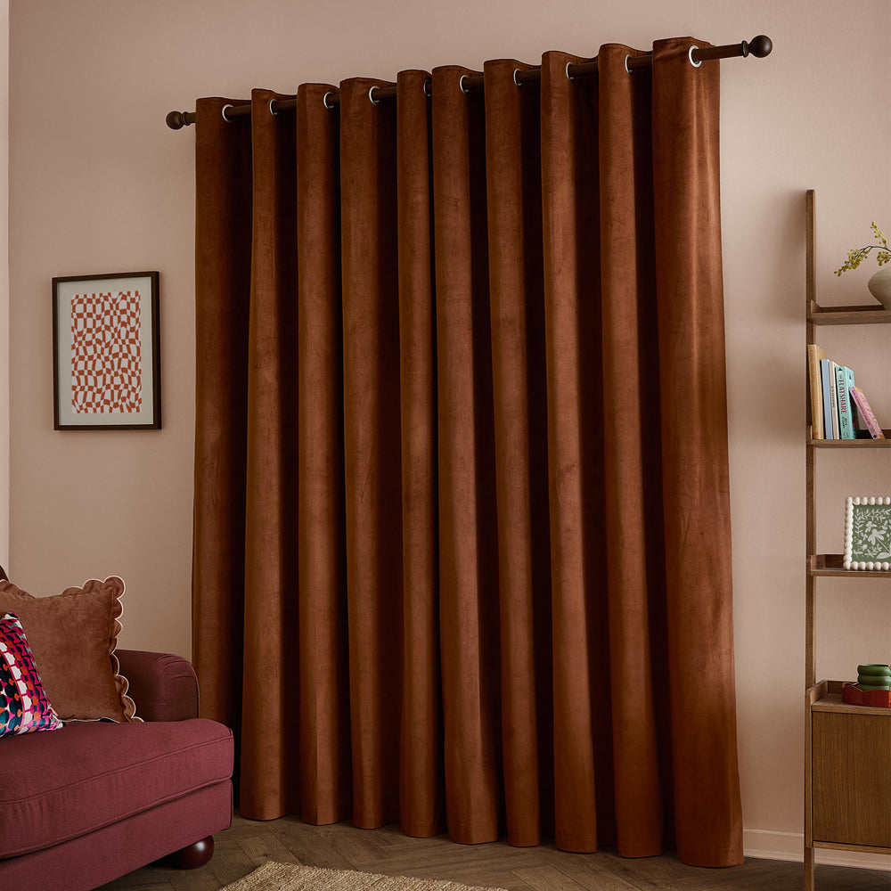 The Ultimate Velvet Blackout Eyelet Curtains Chestnut