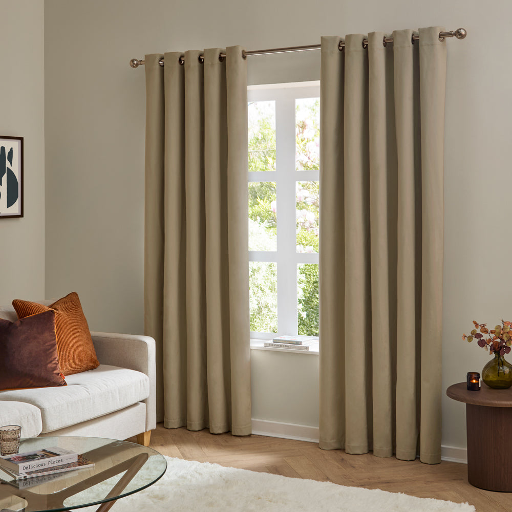 Plain Brown Curtains - The Ultimate Velvet Blackout Eyelet Curtains Mocha Furn