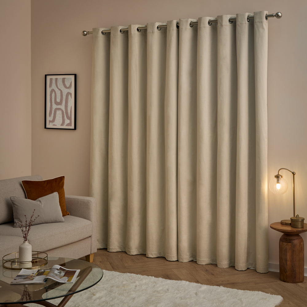 The Ultimate Velvet Blackout Eyelet Curtains Natural