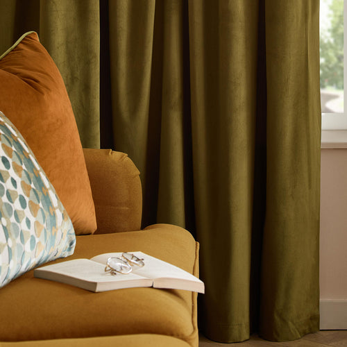 The Ultimate Velvet Blackout Eyelet Curtains Olive