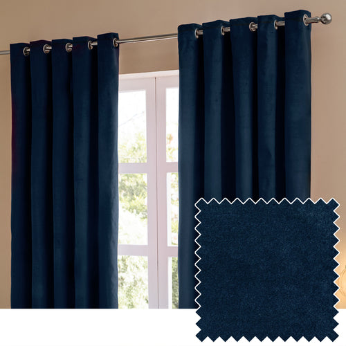Plain Blue Curtains - The Ultimate Velvet Blackout Eyelet Curtains Royal Furn