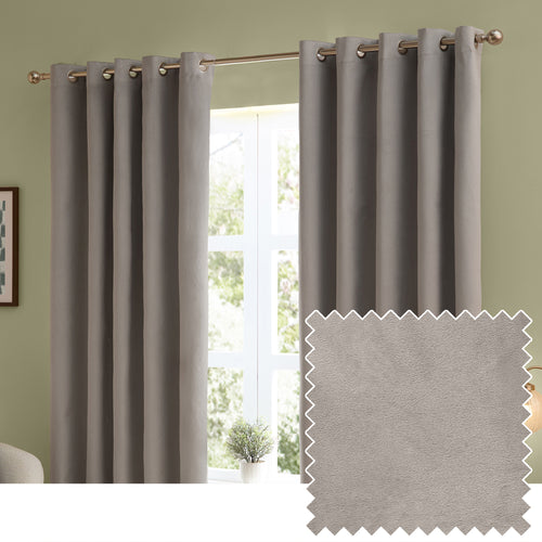 Plain Grey Curtains - The Ultimate Velvet Blackout Eyelet Curtains Silver Furn