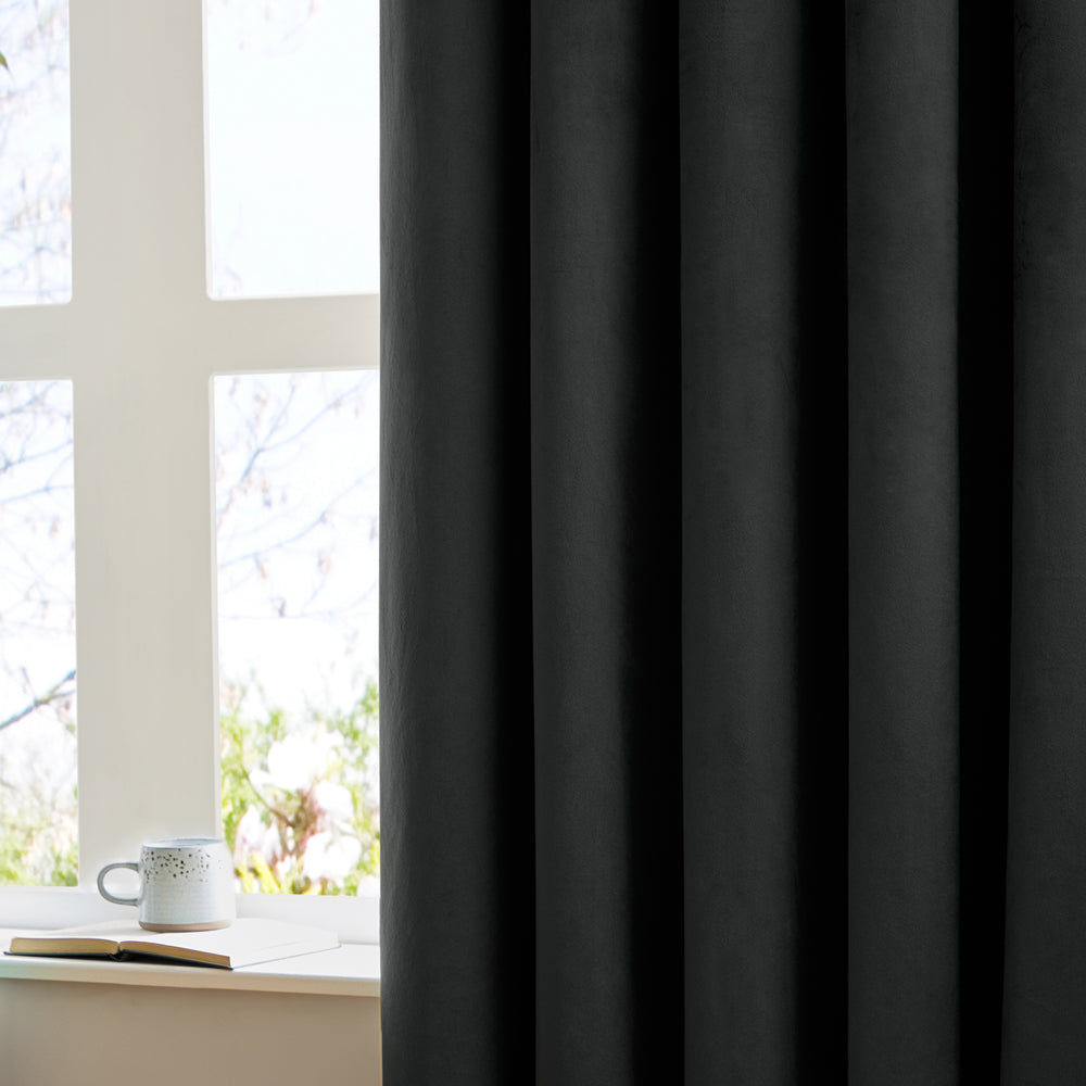 The Ultimate Velvet Fully Lined Pencil Pleat Curtains Black