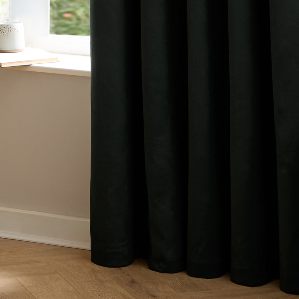The Ultimate Velvet Fully Lined Pencil Pleat Curtains Black