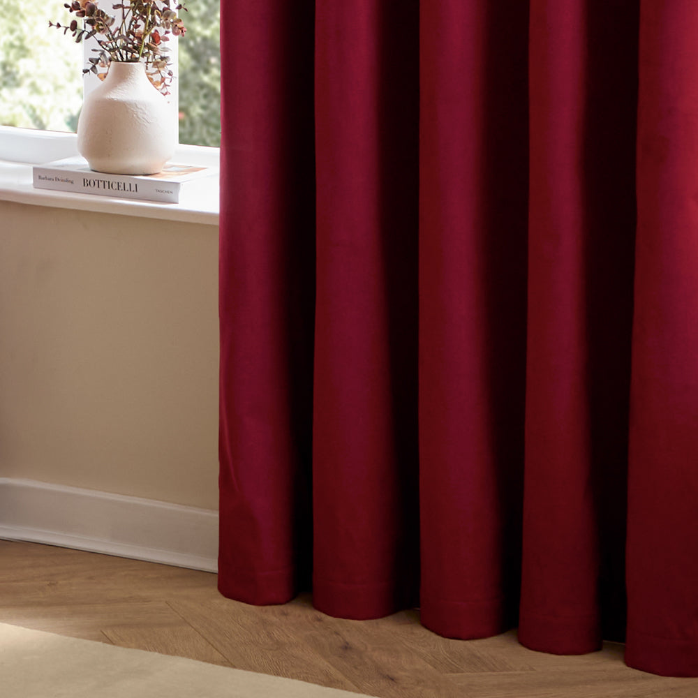 The Ultimate Velvet Fully Lined Pencil Pleat Curtains Burgundy