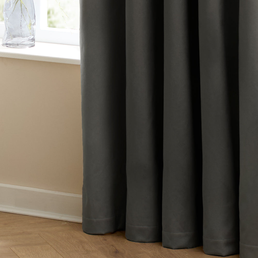 The Ultimate Velvet Fully Lined Pencil Pleat Curtains Charcoal