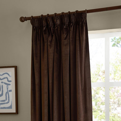 The Ultimate Velvet Fully Lined Pencil Pleat Curtains Chocolate