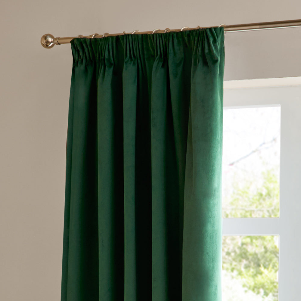 The Ultimate Velvet Fully Lined Pencil Pleat Curtains Emerald