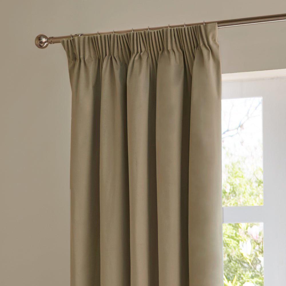 The Ultimate Velvet Fully Lined Pencil Pleat Curtains Mocha
