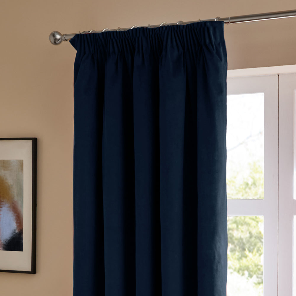 The Ultimate Velvet Fully Lined Pencil Pleat Curtains Royal