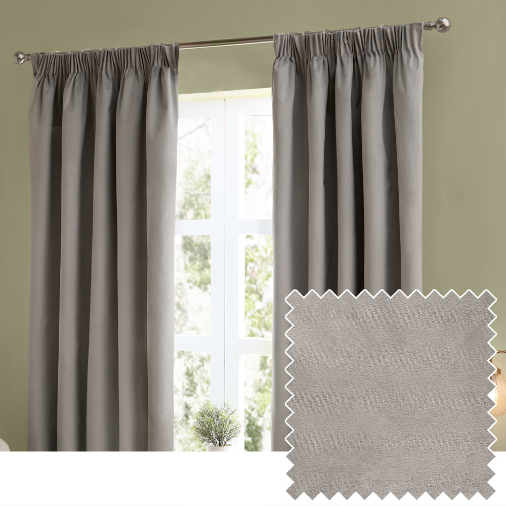 The Ultimate Velvet Fully Lined Pencil Pleat Curtains Silver