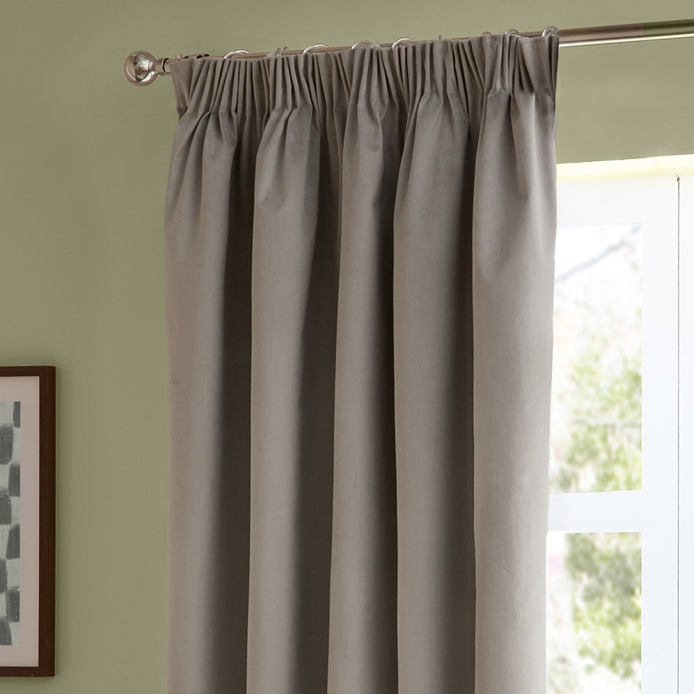 The Ultimate Velvet Fully Lined Pencil Pleat Curtains Silver