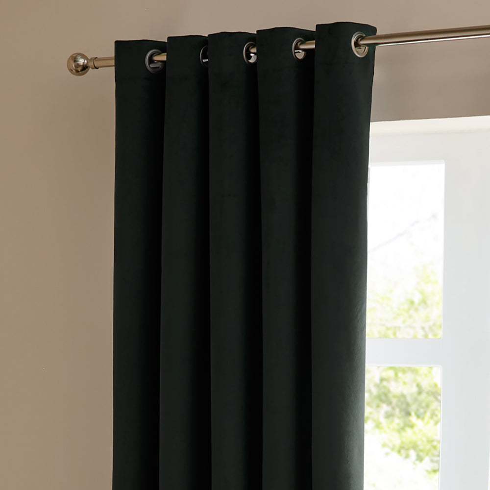 The Ultimate Velvet Fully Lined Eyelet Curtains Black