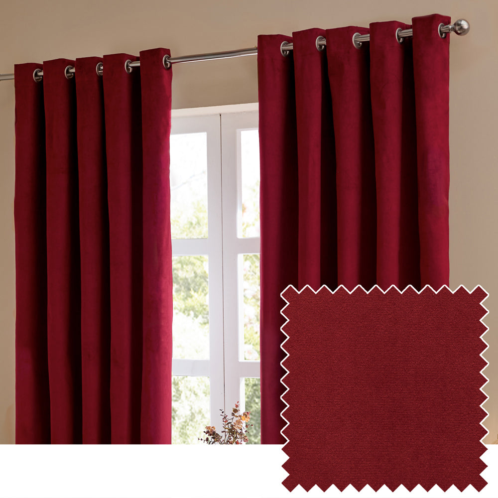 The Ultimate Velvet Fully Lined Eyelet Curtains Burgundy
