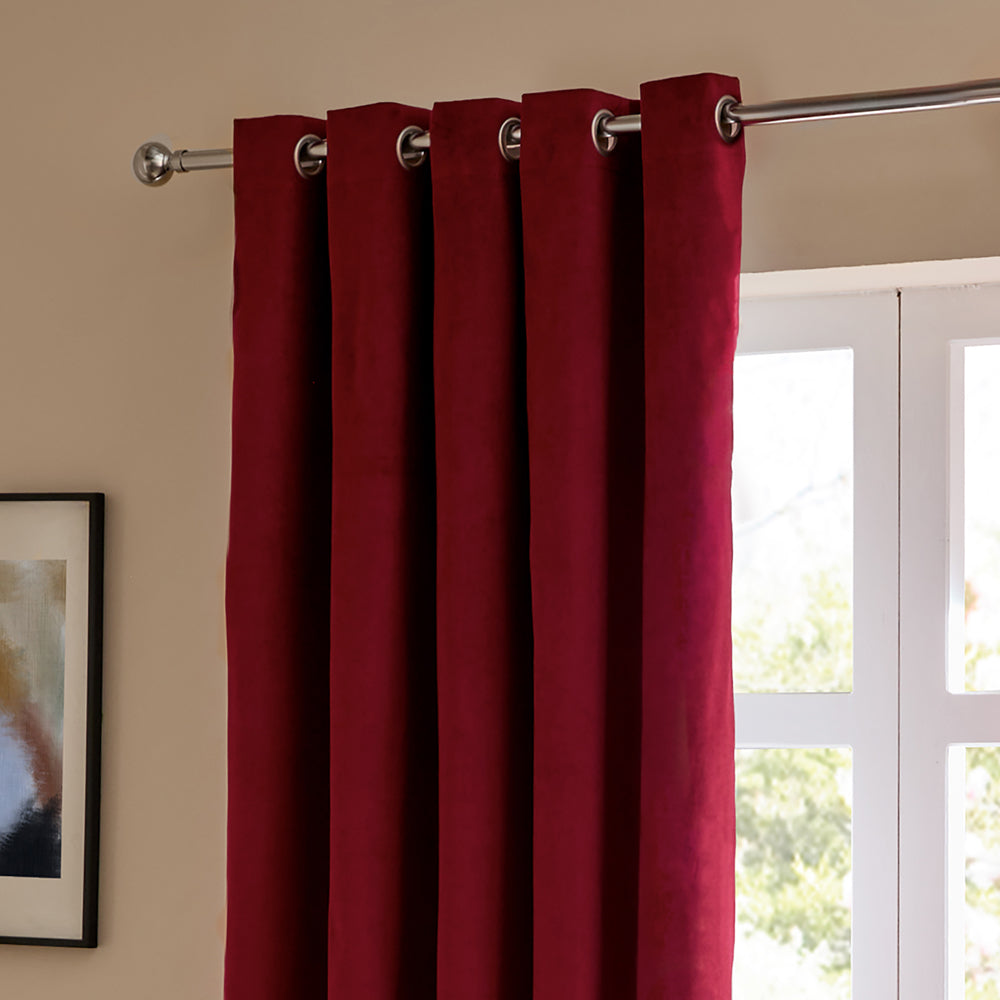 The Ultimate Velvet Fully Lined Eyelet Curtains Burgundy